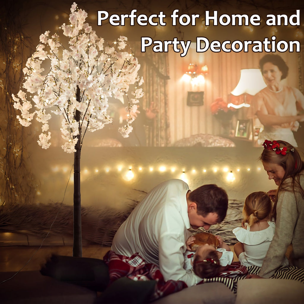 Gideon - 5.9ft Artificial Cherry Tree With Lights