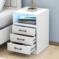 Stone Echo Kettle - White Modern 3 Drawer Nightstand with Charging Station