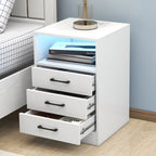 Stone Echo Kettle - White Modern 3 Drawer Nightstand with Charging Station