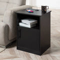 Olive Moss - Modern Wide Top Open Shelf Cabinet Nightstand with Charging Station