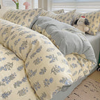 Vito - Pastel Blue Flowers Print Bedding Set