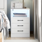Stone Echo Kettle - White Modern 3 Drawer Nightstand with Charging Station