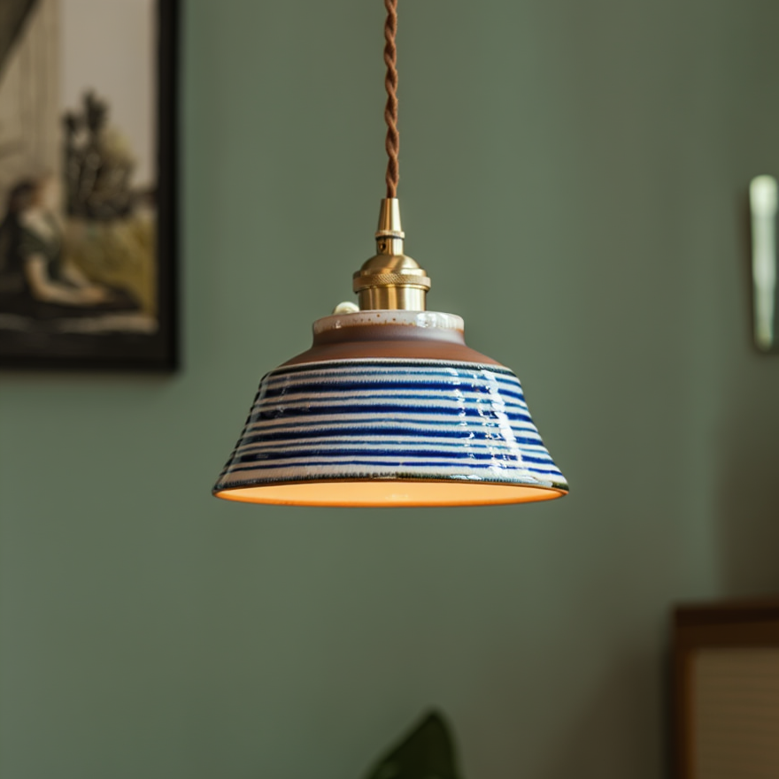 Birch Echo – Hand-Painted Ceramic Pendant Light