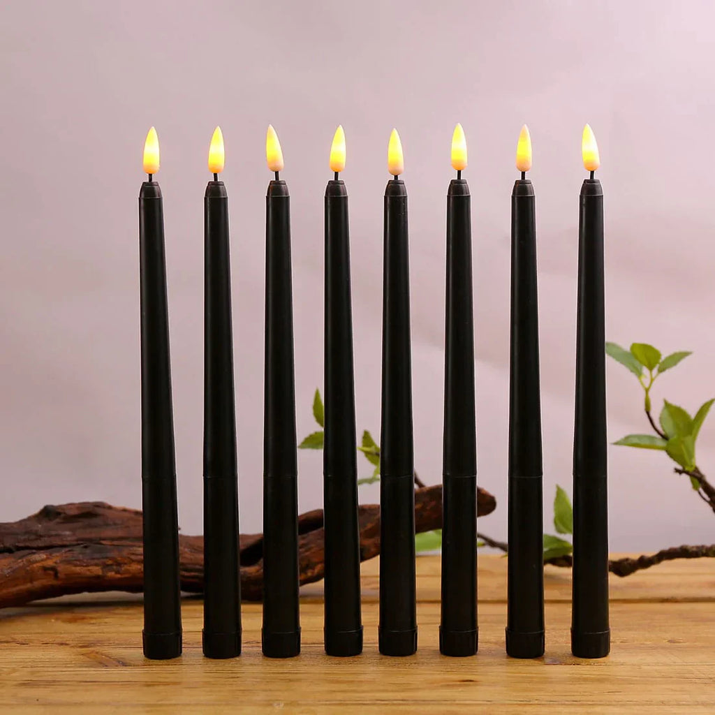 Elowen - 3Pcs Black Led Candles With Flickering Flame