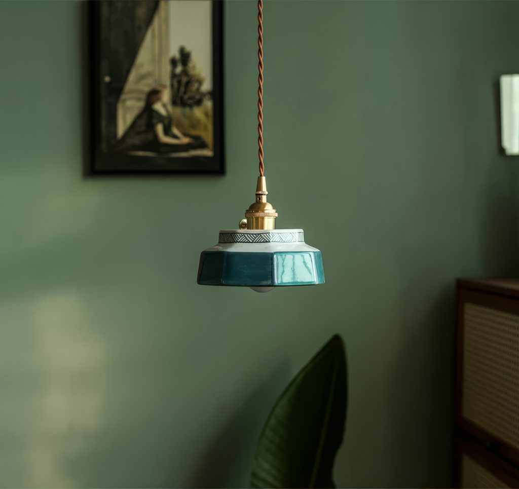 Pine Haven – Hand-Painted Ceramic Pendant Light
