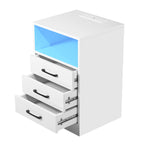 Stone Echo Kettle - White Modern 3 Drawer Nightstand with Charging Station