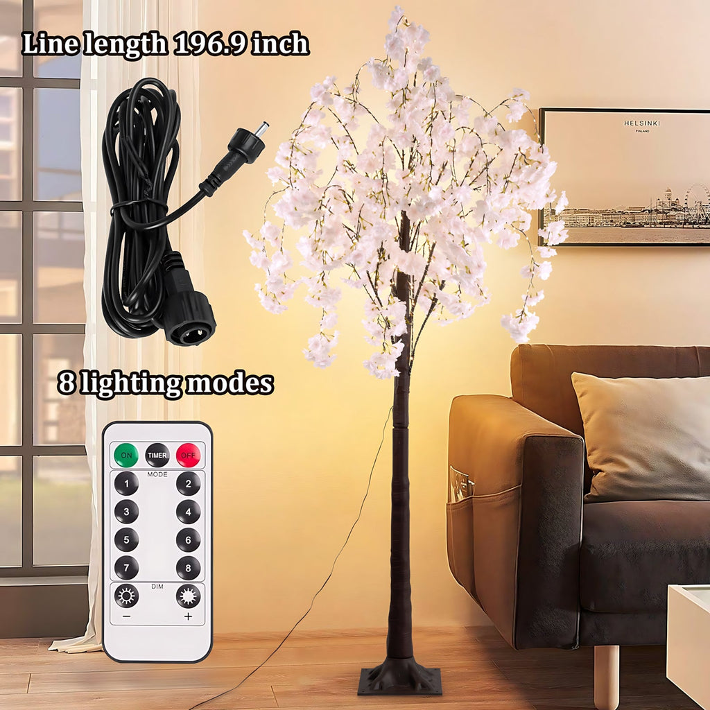 Gideon - 5.9ft Artificial Cherry Tree With Lights
