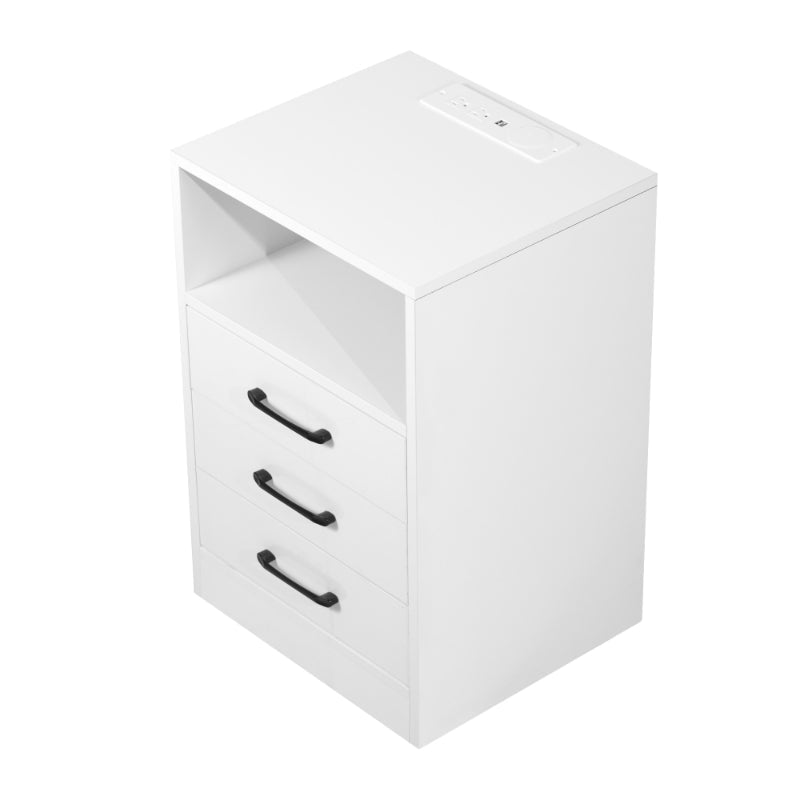 Stone Echo Kettle - White Modern 3 Drawer Nightstand with Charging Station
