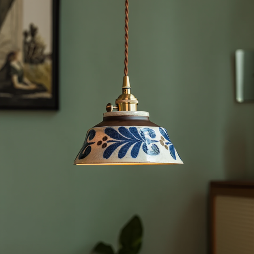Birch Echo – Hand-Painted Ceramic Pendant Light