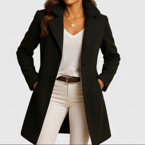 Addison Wool Blend Coat – Double-Breasted Slim-Fit Notched-Lapel Overcoat