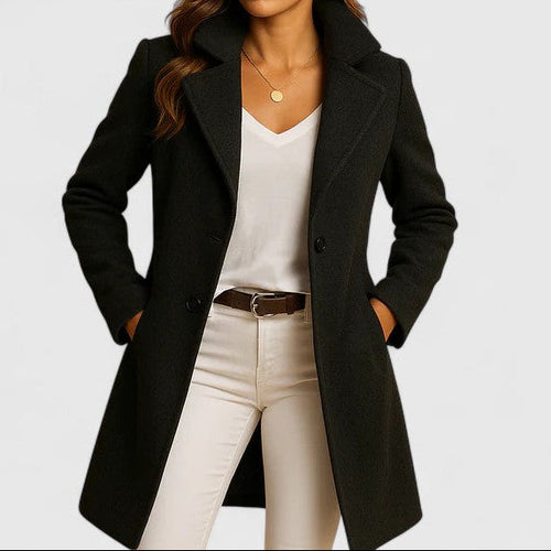 Addison Wool Blend Coat – Double-Breasted Slim-Fit Notched-Lapel Overcoat