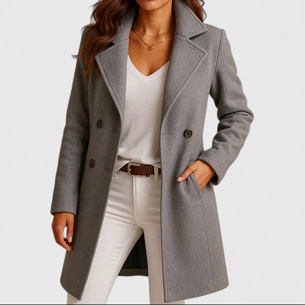 Addison Wool Blend Coat – Double-Breasted Slim-Fit Notched-Lapel Overcoat