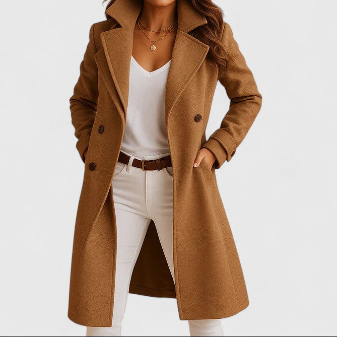 Addison Wool Blend Coat – Double-Breasted Slim-Fit Notched-Lapel Overcoat