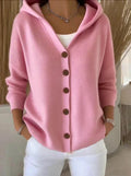Adelina Knit Blend Hooded Cardigan – Button-Front Relaxed Everyday Knitwear