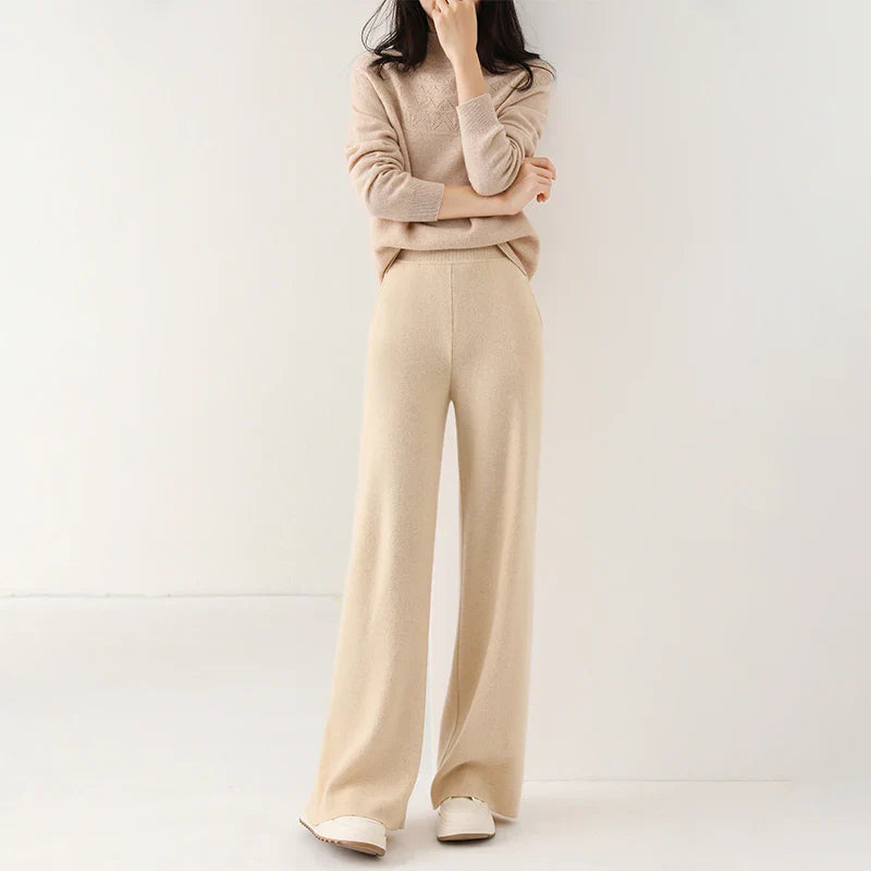 Anne Merino Wool Trousers – Wide-Leg Elastic-Waist Buttery-Soft Pants