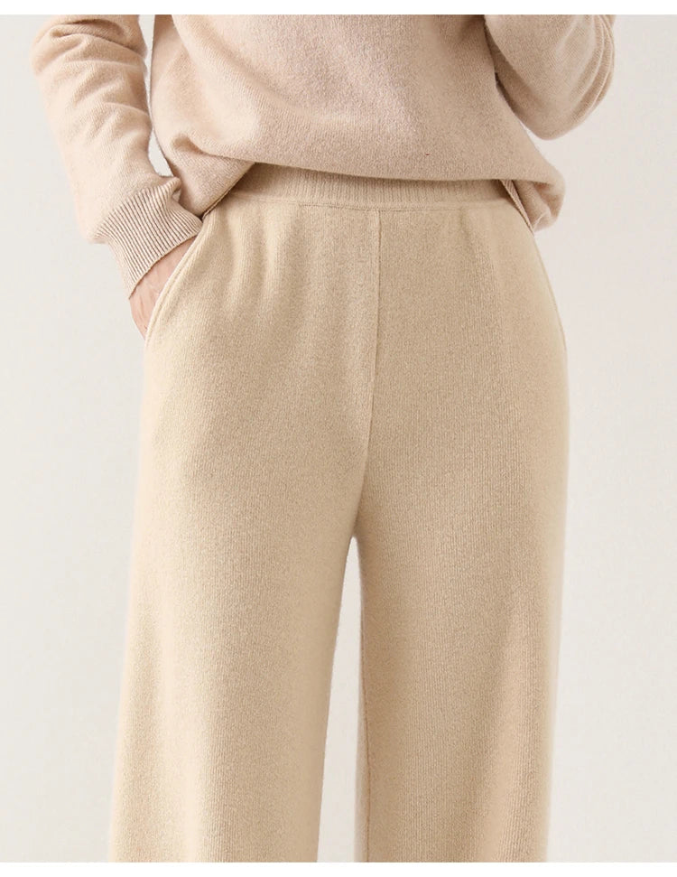 Anne Merino Wool Trousers – Wide-Leg Elastic-Waist Buttery-Soft Pants
