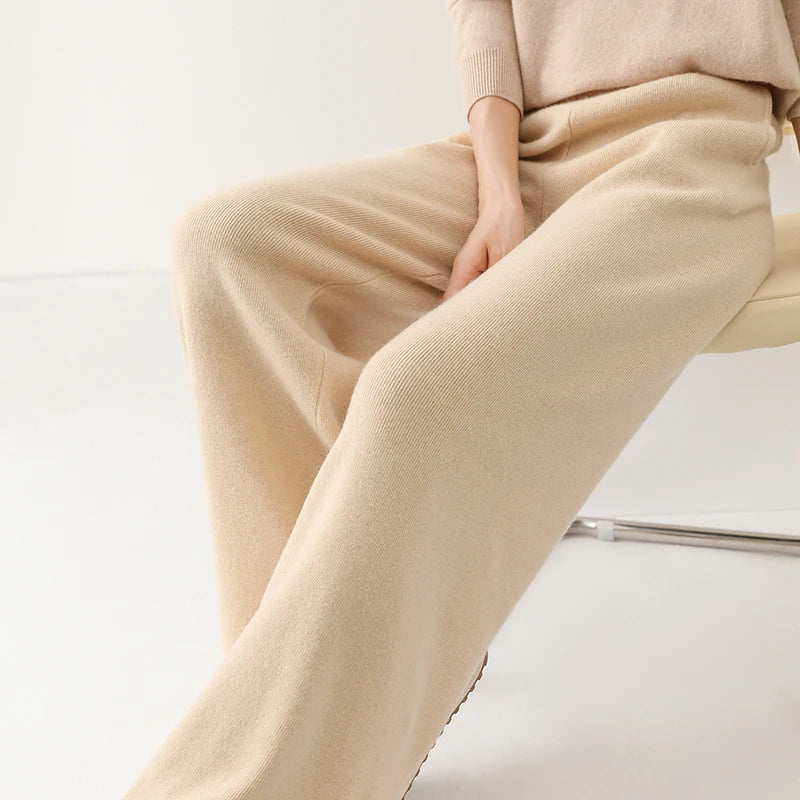 Anne Merino Wool Trousers – Wide-Leg Elastic-Waist Buttery-Soft Pants