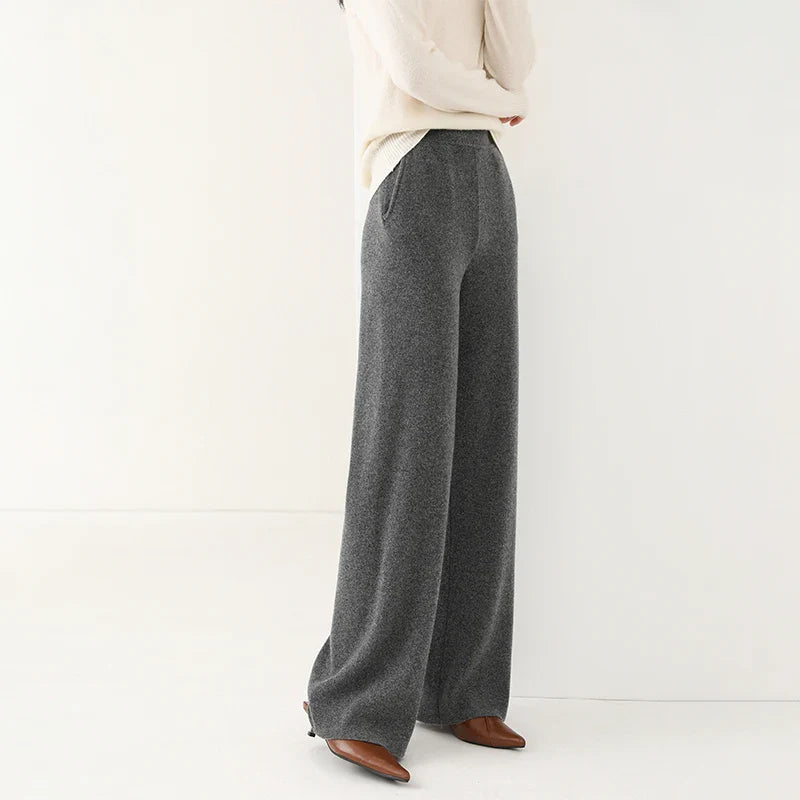 Anne Merino Wool Trousers – Wide-Leg Elastic-Waist Buttery-Soft Pants