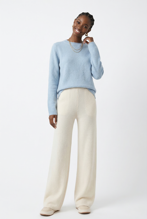 Anne Merino Wool Trousers – Wide-Leg Elastic-Waist Buttery-Soft Pants