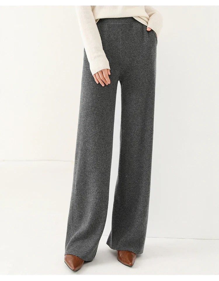 Anne Merino Wool Trousers – Wide-Leg Elastic-Waist Buttery-Soft Pants