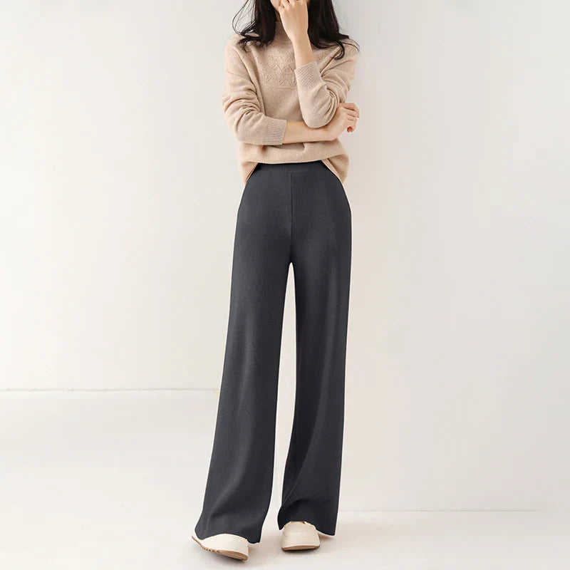 Anne Merino Wool Trousers – Wide-Leg Elastic-Waist Buttery-Soft Pants