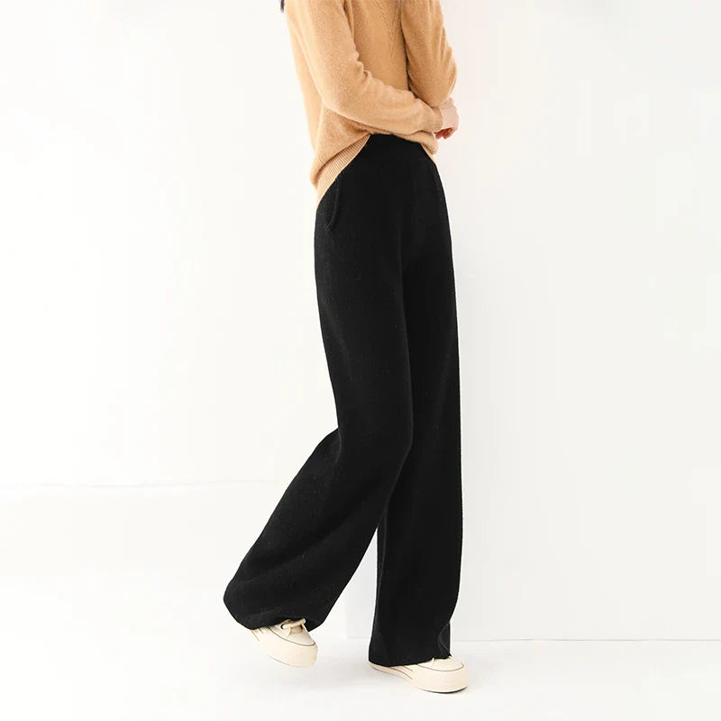 Anne Merino Wool Trousers – Wide-Leg Elastic-Waist Buttery-Soft Pants