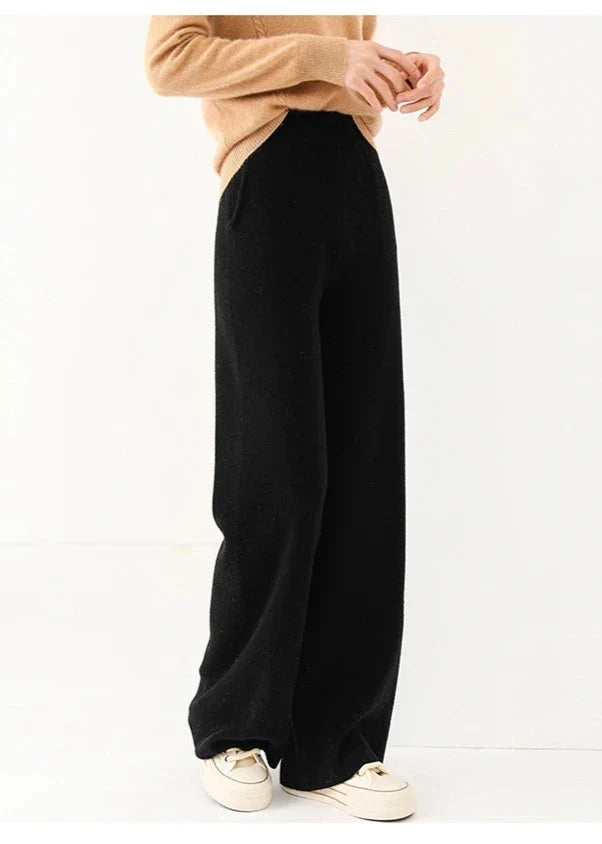 Anne Merino Wool Trousers – Wide-Leg Elastic-Waist Buttery-Soft Pants
