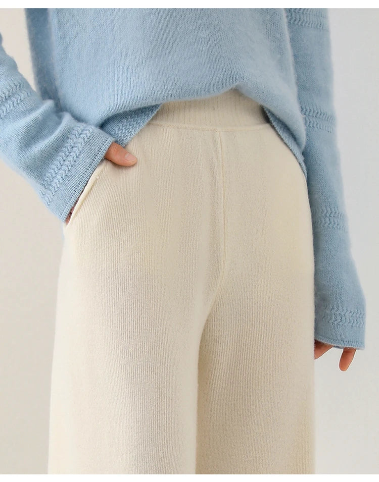 Anne Merino Wool Trousers – Wide-Leg Elastic-Waist Buttery-Soft Pants