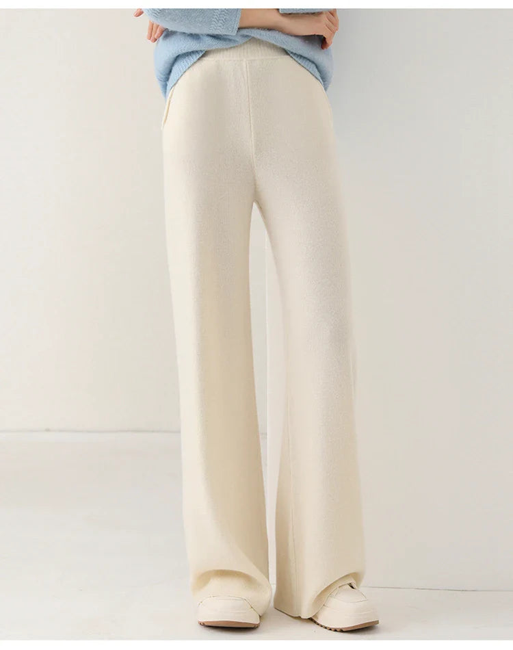 Anne Merino Wool Trousers – Wide-Leg Elastic-Waist Buttery-Soft Pants