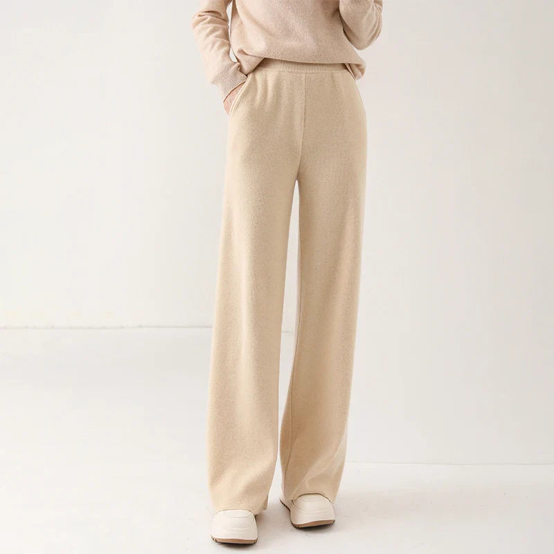 Anne Merino Wool Trousers – Wide-Leg Elastic-Waist Buttery-Soft Pants