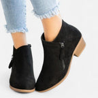 Anouk Suede Ankle Boots – Stacked Heel Side Zip Footwear