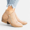 Anouk Suede Ankle Boots – Stacked Heel Side Zip Footwear