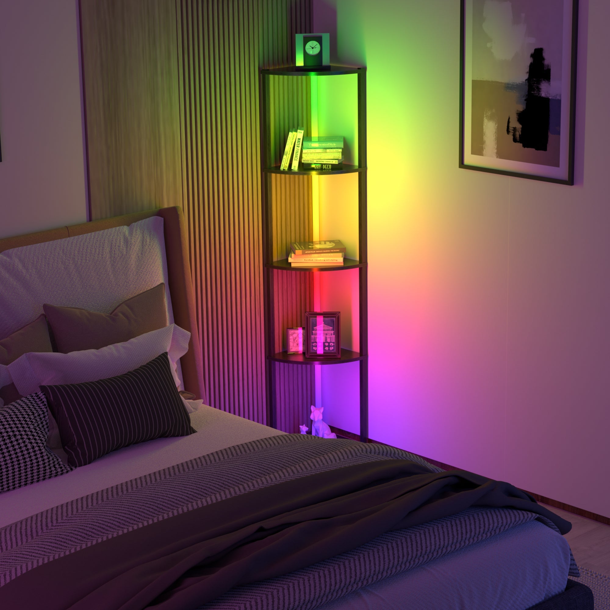 Xanthe - Illuminate Corner 5-Tier Shelf