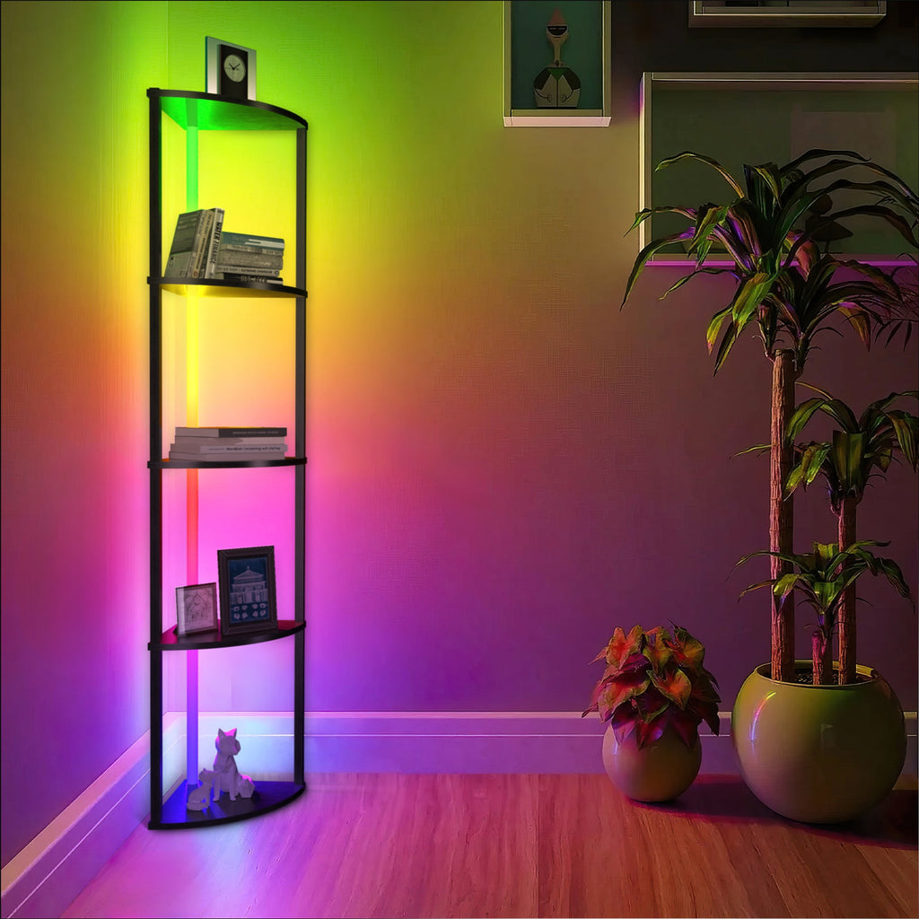 Xanthe - Illuminate Corner 5-Tier Shelf
