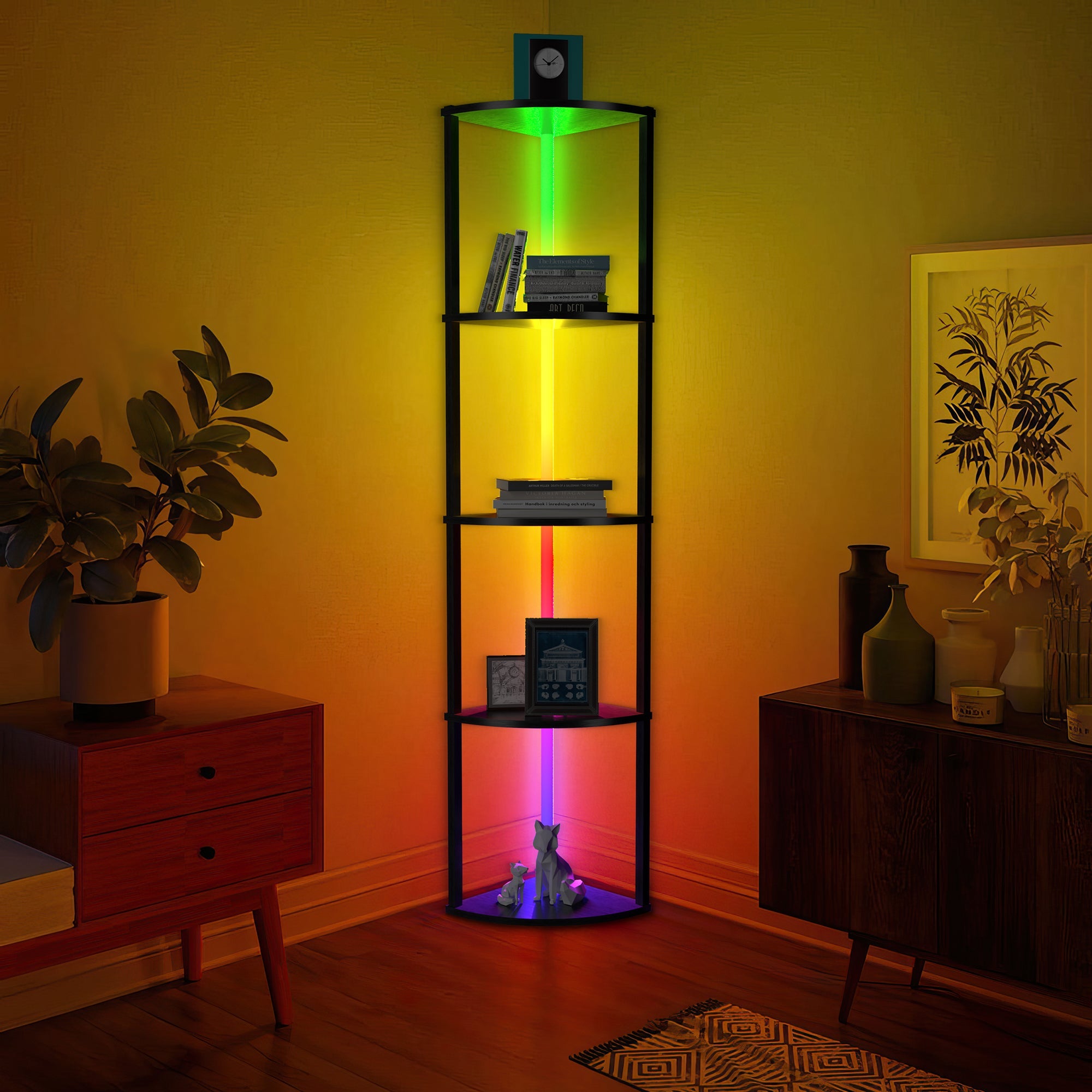 Xanthe - Illuminate Corner 5-Tier Shelf