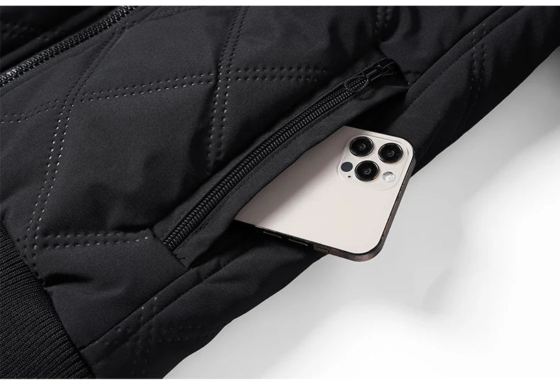 Close-up of the jacket's interior pocket and soft fleece lining for added warmth and storage.
