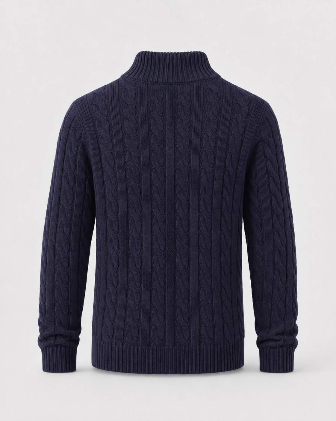 Cyrus Cable Knit Quarter-Zip Sweater – Mock Neck Ribbed Trim Pullover