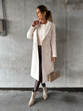 Emilia Double-Breasted Longline Coat – Notched-Lapel Unlined Tailored Overcoat