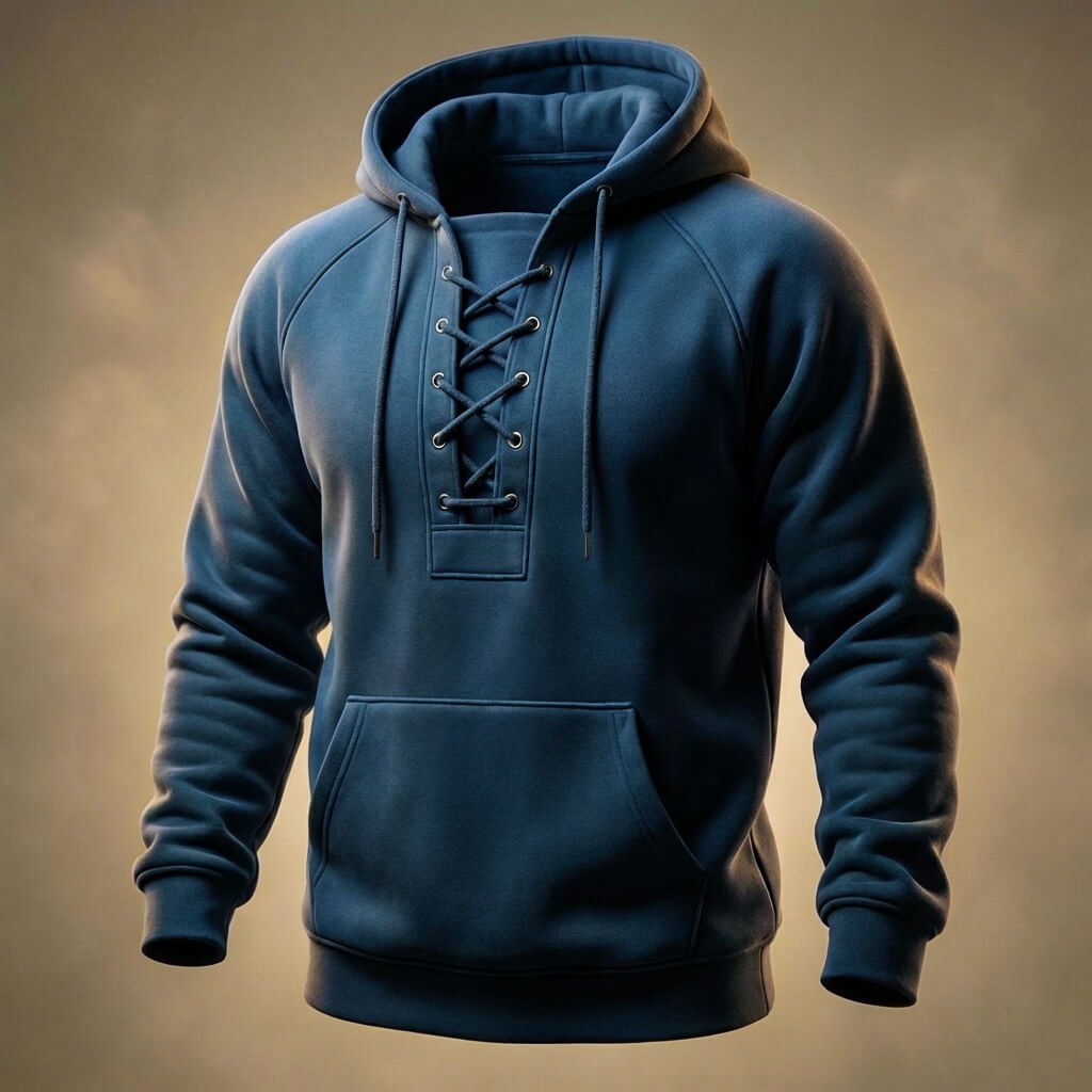 Enrico Organic Cotton Hoodie – Lace-Up Mid-Weight Ribbed-Trim Pullover