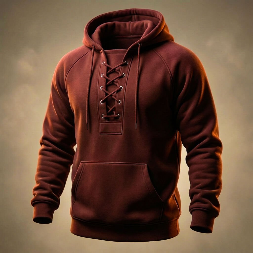Enrico Organic Cotton Hoodie – Lace-Up Mid-Weight Ribbed-Trim Pullover