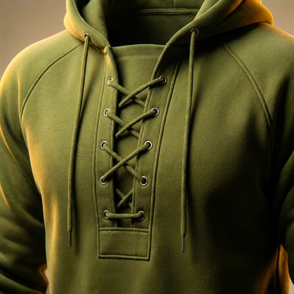 Enrico Organic Cotton Hoodie – Lace-Up Mid-Weight Ribbed-Trim Pullover