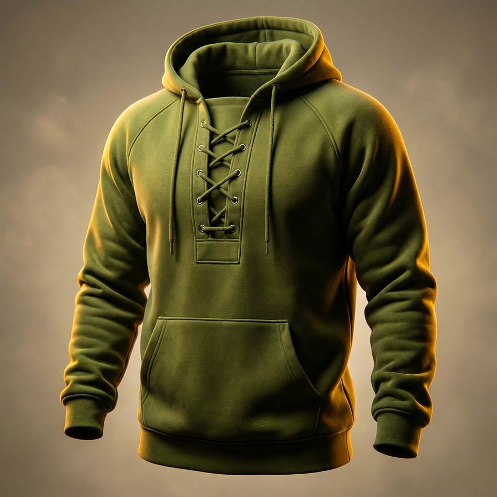 Enrico Organic Cotton Hoodie – Lace-Up Mid-Weight Ribbed-Trim Pullover