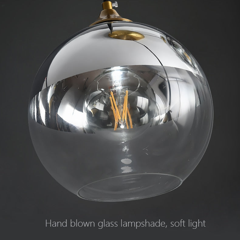 Sage - Amber Glass Ball Pendant Lamp