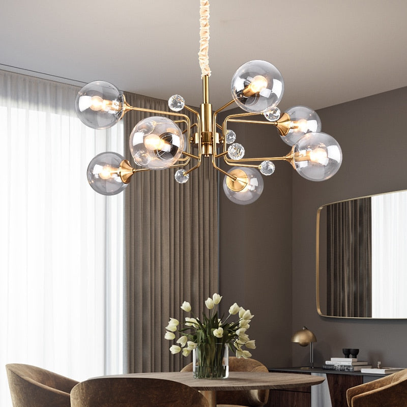 Storm Cypress - Glass bubble chandelier Kitchen Island light