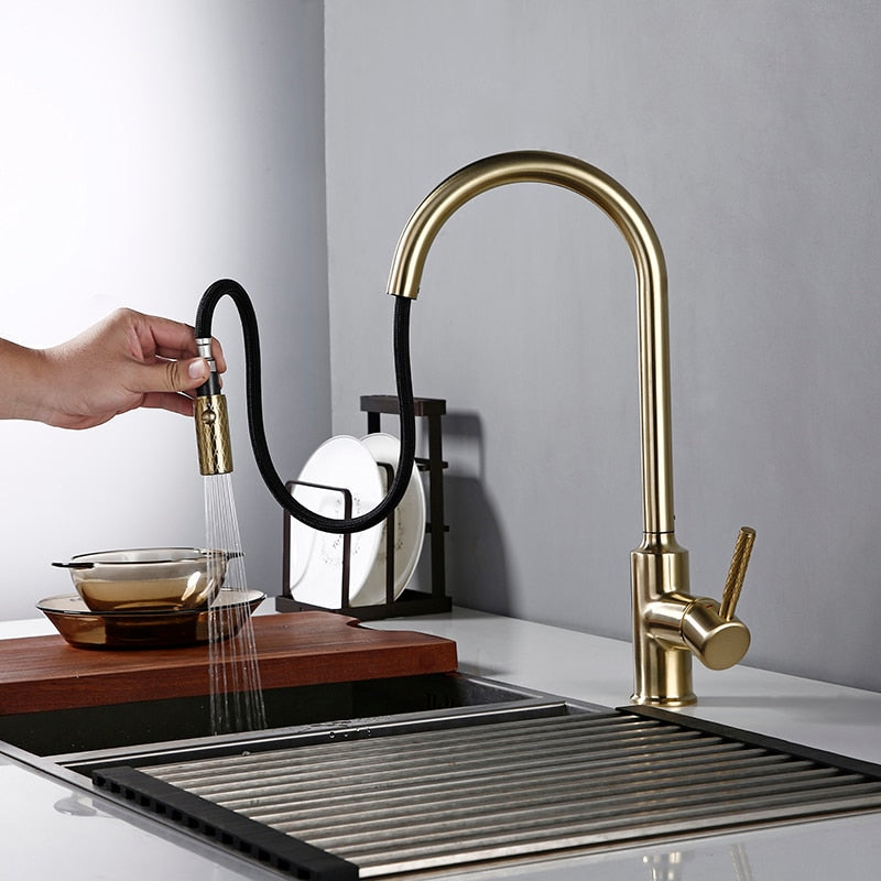 Bright Fern - Gold Kitchen Faucet With Sprayer