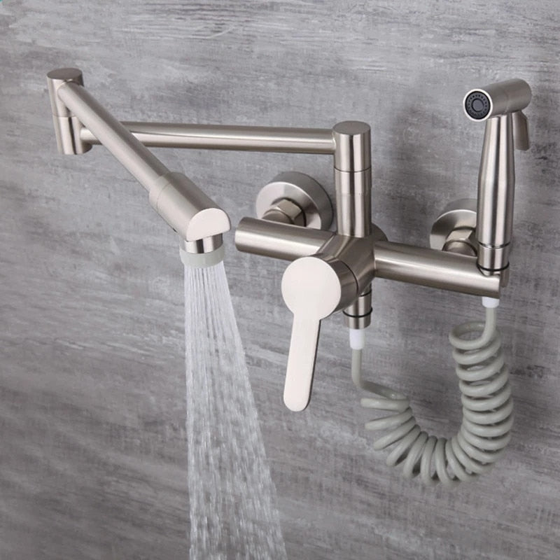 Silent Orchard - Wall Mounted Nordic Pot Filler Faucet Kitchen Faucet with Sprayer