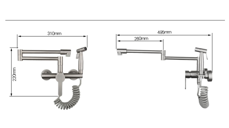 Silent Orchard - Wall Mounted Nordic Pot Filler Faucet Kitchen Faucet with Sprayer