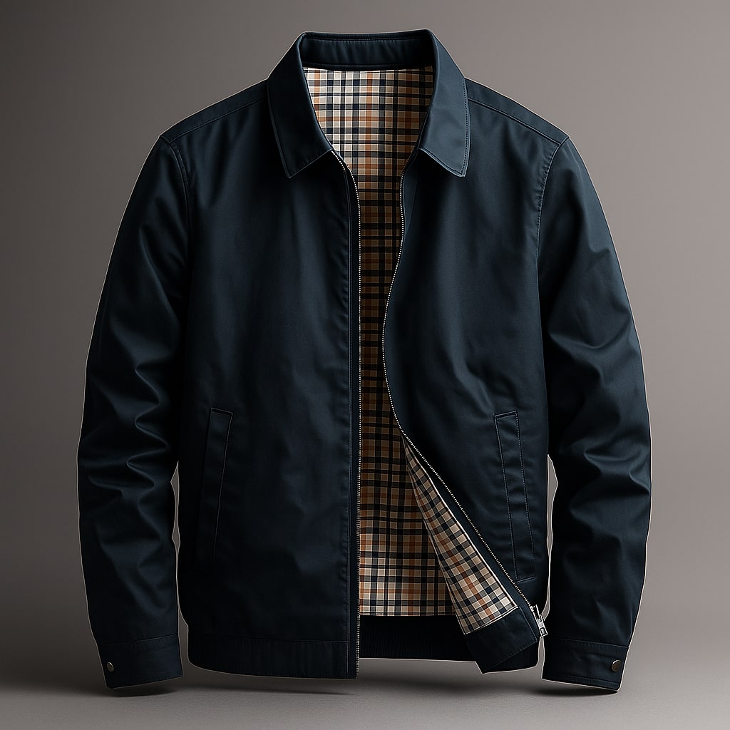 Hayden Cotton Harrington Jacket – Snap Cuff Plaid Lined Zip Front Outerwear