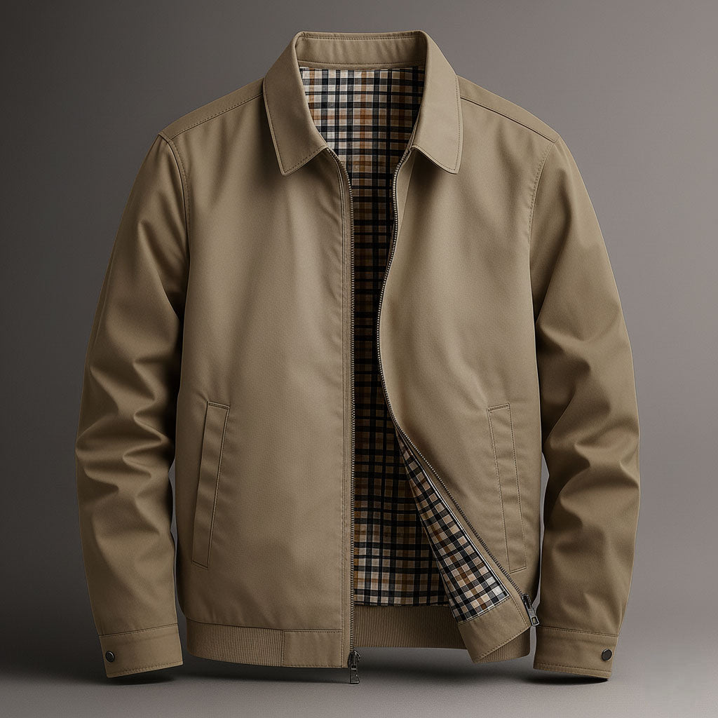 Hayden Cotton Harrington Jacket – Snap Cuff Plaid Lined Zip Front Outerwear