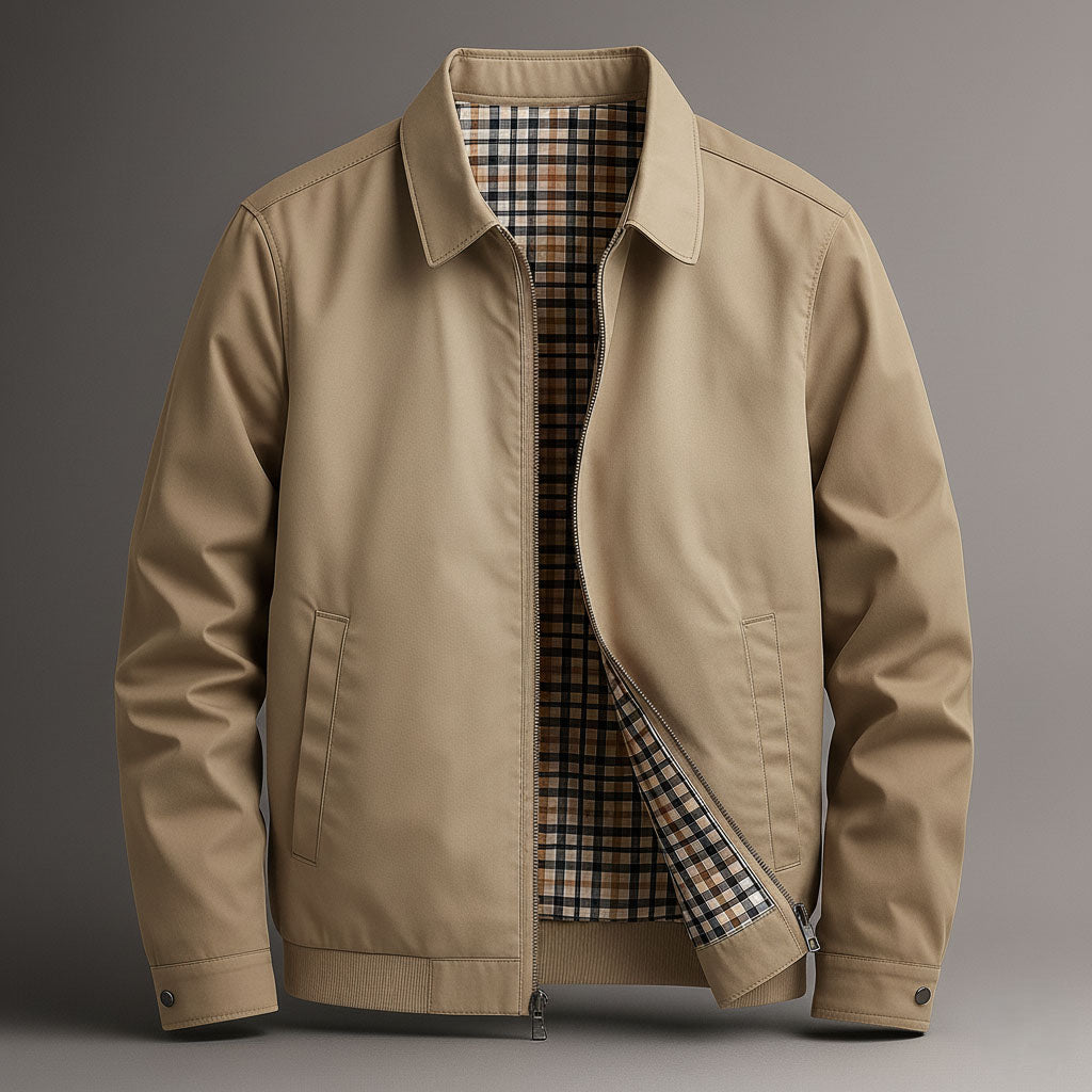 Hayden Cotton Harrington Jacket – Snap Cuff Plaid Lined Zip Front Outerwear